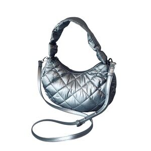 Crossbody Shoulder Bag Purse Quilted Silver Hardware